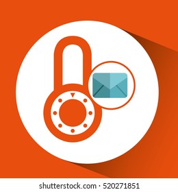envelope message email padlock security icon graphic vector illustration eps 10