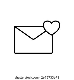 envelope message icon with heart sign, simple flat style, vector illustration, symbol, design logo template pictogram, for ui or ux isolated on white for mobile app, editable