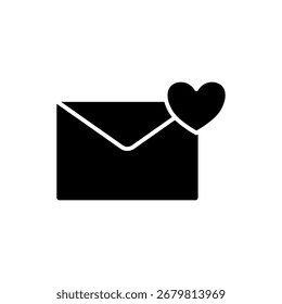 Icono del mensaje del sobre con la muestra del corazón, estilo plano simple, Ilustración vectorial, símbolo, pictograma de la Plantilla del logotipo del diseño, para UI o UX aislado en blanco para el App móvil, editable