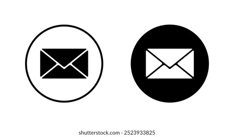 Envelope, message icon on black circle. Email sign symbol