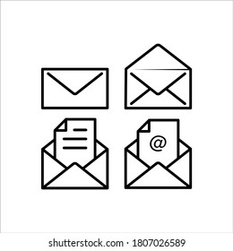 Colección de iconos del vector de la carta de mensaje sobre