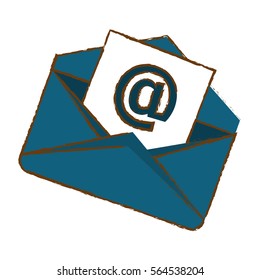 envelope with message over white background. colorful design. vector illustration