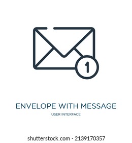 envelope with message thin line icon. mail, business linear icons from user interface concept isolated outline sign. Vector illustration symbol element for web design and apps.