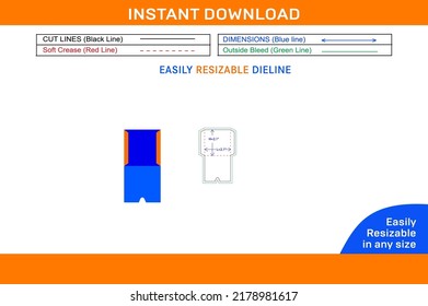 Envelope mini size die cut template and 3D vector file 