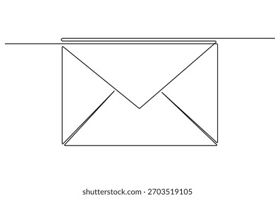 Envelope minimalist continuous line art in simple outline vector illustration