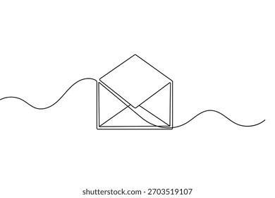 Envelope minimalist continuous line art in simple outline vector illustration