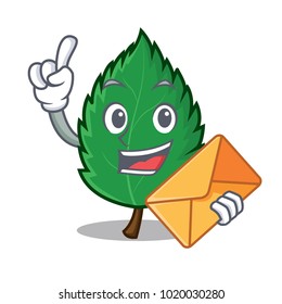 With envelope mint leaves character cartoon