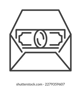 Envelope with Money Banknote vector Savings concept icon or sign in thin line style