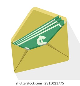 envelope with money bills, vector illustration 