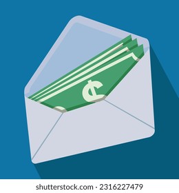 envelope with money bills, vector illustration 