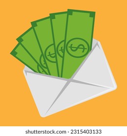 envelope with money dollars vector illustration