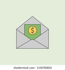 envelope with money icon. Element of banking icon for mobile concept and web apps. Field outline envelope with money icon can be used for web and mobile