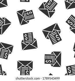 Envelope with money icon in flat style. E-mail cash vector illustration on white isolated background. Finance message seamless pattern business concept.
