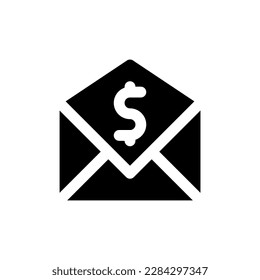 Envelope with money icon in line style isolated on white background. Vector illustration of business message.