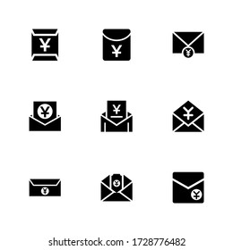 sobre dinero icono o logotipo símbolo de señas aislado ilustración vectorial - Colección de iconos vectores de estilo negro de alta calidad

