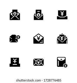 sobre dinero icono o logotipo símbolo de señas aislado ilustración vectorial - Colección de iconos vectores de estilo negro de alta calidad
