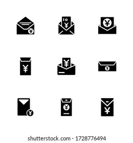 sobre dinero icono o logotipo símbolo de señas aislado ilustración vectorial - Colección de iconos vectores de estilo negro de alta calidad
