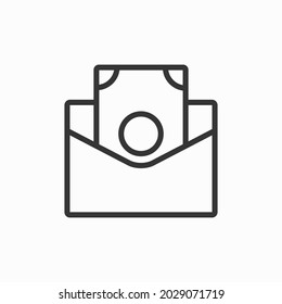 Sobre con icono de dinero. Línea delgada simple, contorno vector de icono bancario