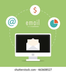 Envelope money infographic computer email message mail icon. Flat and Colorfull illustration. Vector graphic