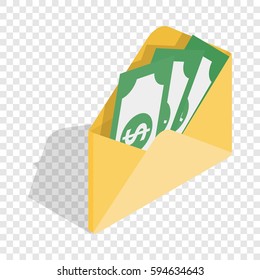 Envelope with money isometric icon 3d on a transparent background vector illustration
