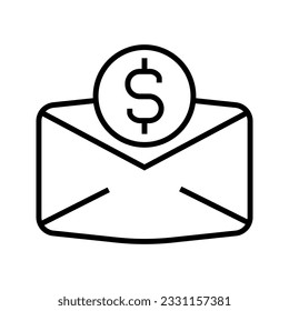 envelope with money symbol, icon vector