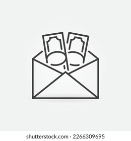 Sobre con el vector de dinero Concepto de soborno Icono lineal o símbolo