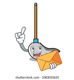 With envelope mop character cartoon style