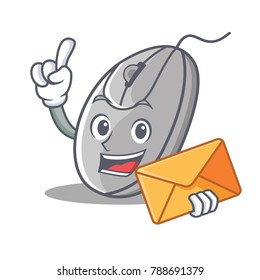 With envelope mouse character cartoon style