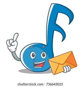 With Envelope Music Note Character Cartoon