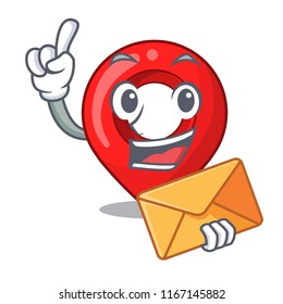 With envelope navigation pin location map character cartoon