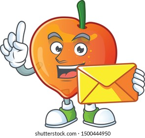 With envelope nectarine character mascot funny shape cartoon.