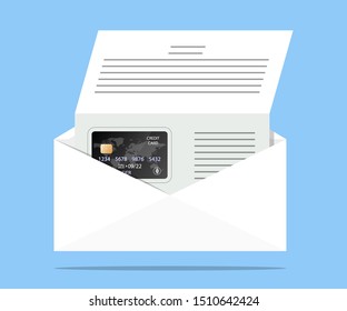 Envelope With New Credit Card Illustration Vector