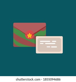envelope New year or Christmas letter. Greeting card isolated vector flat illustration. design element