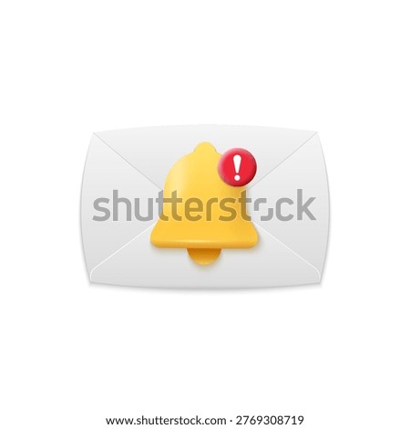 Envelope with notification bell and alert badge icon for new message, email alerts and mobile push notifications