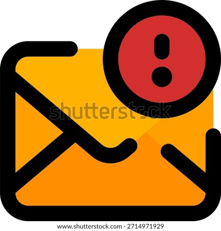 Envelope notification vector icon in modern style, new message alert and email communication illustration. Filled Line Icon