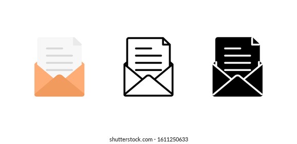 Envelope office icon. Service flat, silhouette, line vector illustration on white background