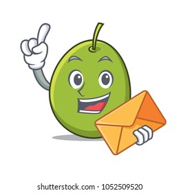 With envelope olive character cartoon style