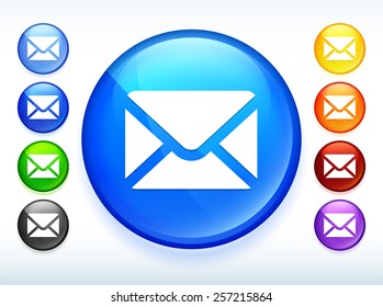 Envelope on Colorful Round Button