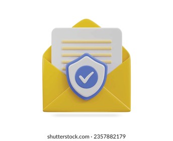  envelope on email secure 3d vector icon