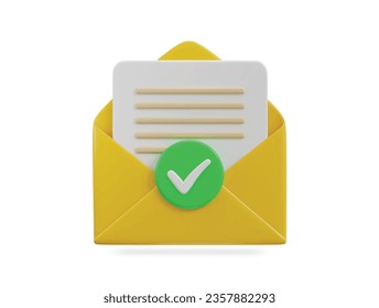  envelope on email verify 3d icon