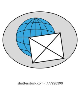 Envelope on the globe icon