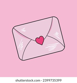 Sobre sobre de fondo rosado. Celebración del Día de San Valentín