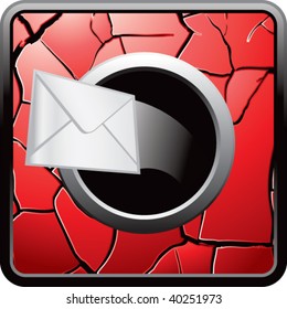 envelope on red cracked web button