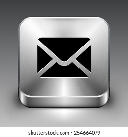 Envelope on Silver Square Button