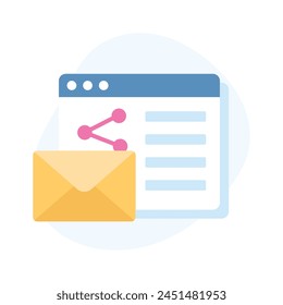 Sobre en el Sitio web está mostrando el concepto plano del correo, Vector editable