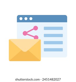 Envelope on website is showing mailing flat concept, editable vector