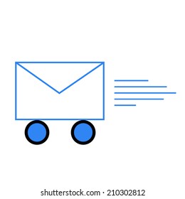 Envelope on wheels, mail