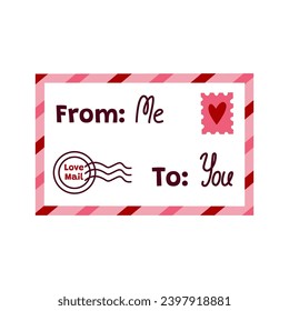 Envelope on white background. Valentine's Day celebration