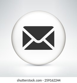 Envelope on White Round Button