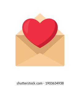 envelope with one card and one heart coming out of it vector illustration design